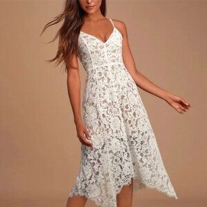 Lulu’s One Wish White Lace Dress, Size Small